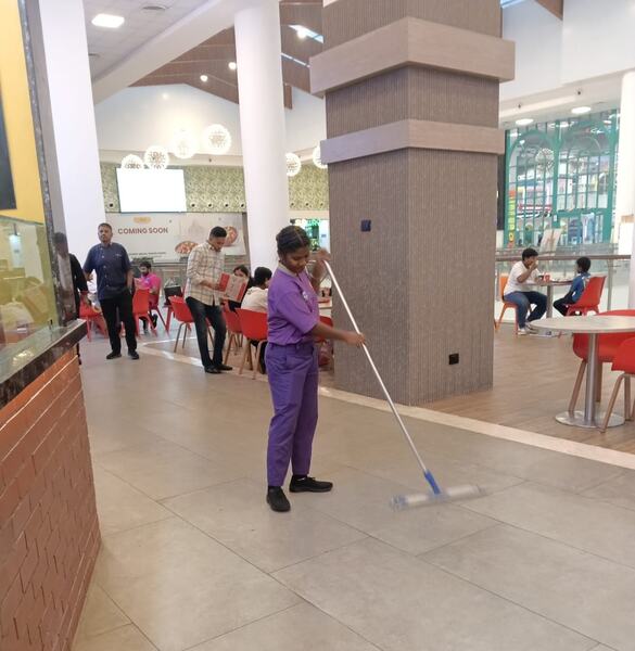 Mopping the food court